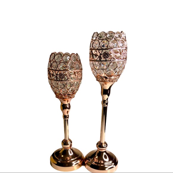 Blush/Rose Gold Acrylic Goblet Votive Candleholder - Picture 6 of 12